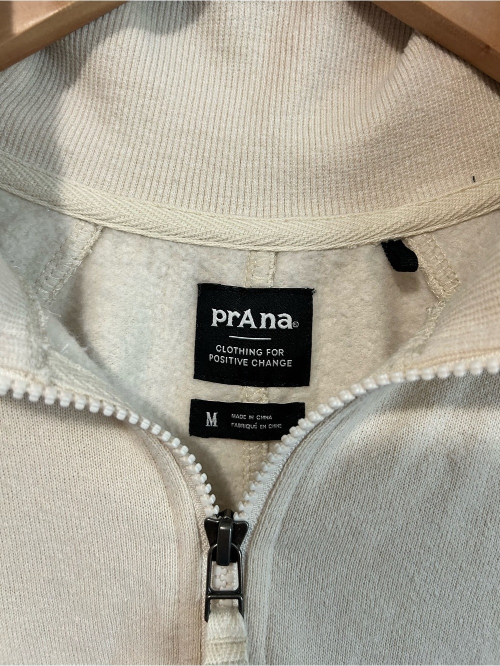 Prana Cream Quarter Zip Hemp Blend Pullover Sweater - Picture 4 of 5
